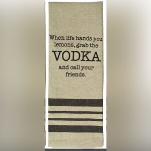 Humorous Kitchen Towel with Vodka Quote